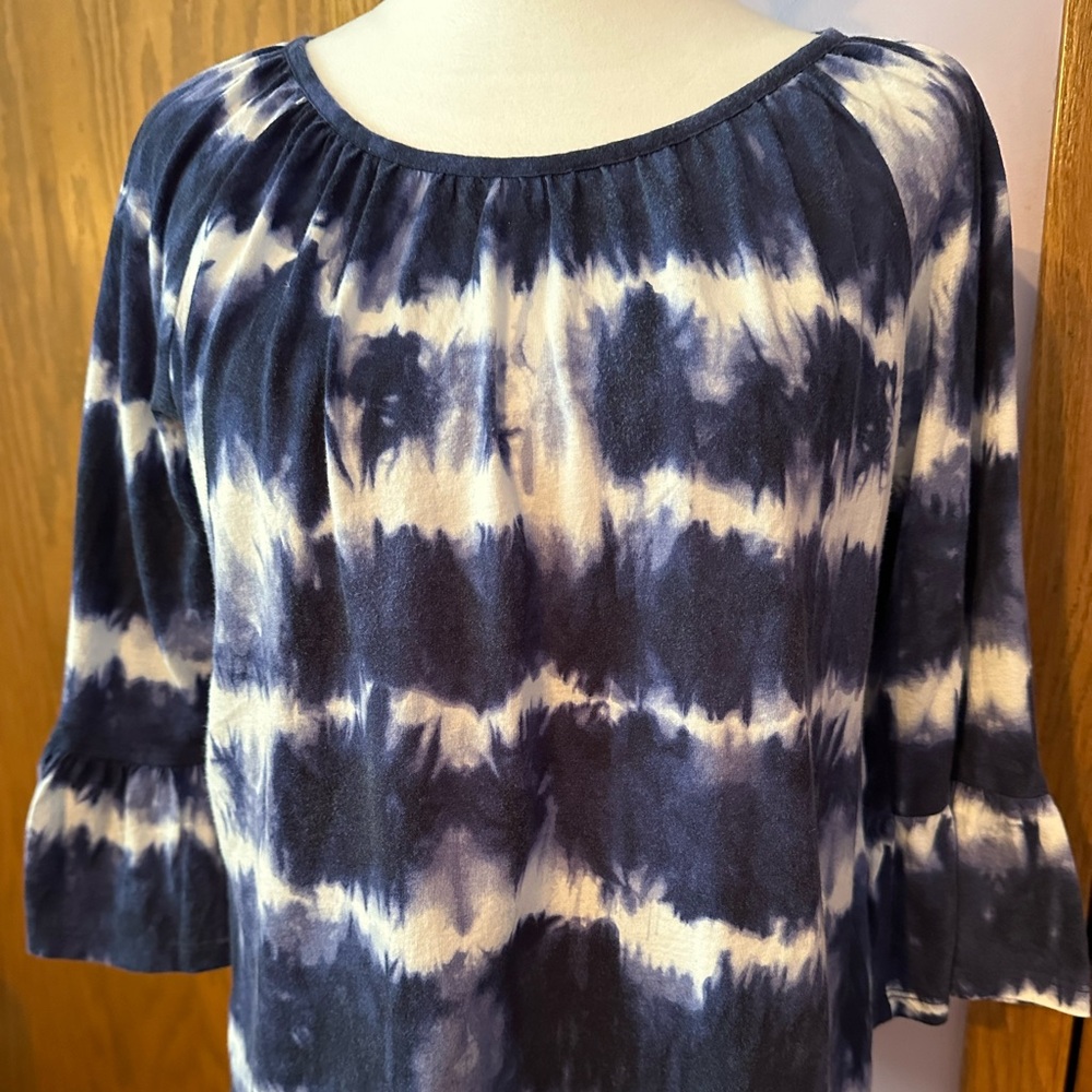 MICHAEL Michael Kors size small blue and white tie-dye top.